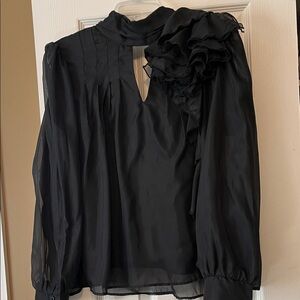 Chic Black Ruffle Blouse for Women